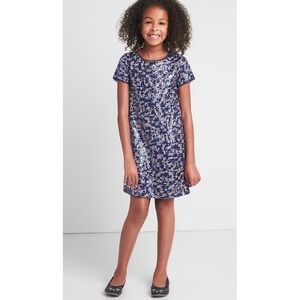 Gap Kids Girl's‎ Navy Sequin Shift Dress Short Sleeve Lined Size Large 10